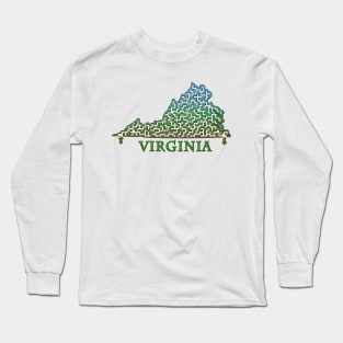State of Virginia Colorful Maze Long Sleeve T-Shirt